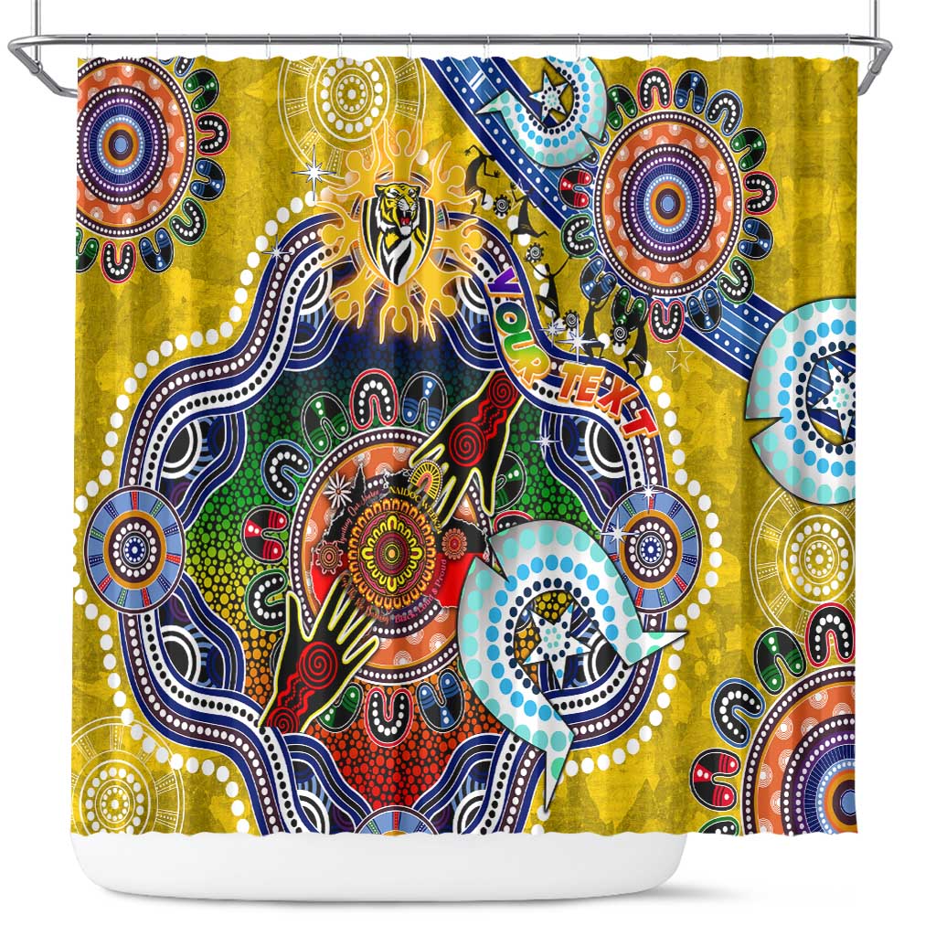 Custom NAIDOC Week 2024 Richmond Tiger Shower Curtain Australia Aboriginal Dot Painting