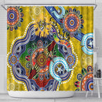Custom NAIDOC Week 2024 Richmond Tiger Shower Curtain Australia Aboriginal Dot Painting