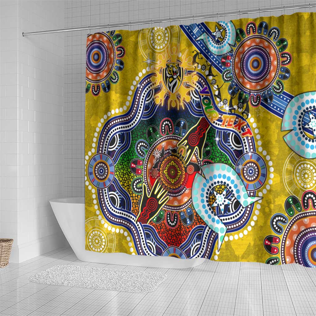 Custom NAIDOC Week 2024 Richmond Tiger Shower Curtain Australia Aboriginal Dot Painting