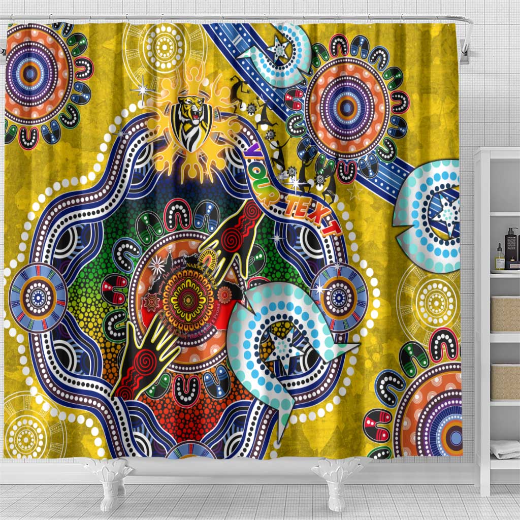 Custom NAIDOC Week 2024 Richmond Tiger Shower Curtain Australia Aboriginal Dot Painting