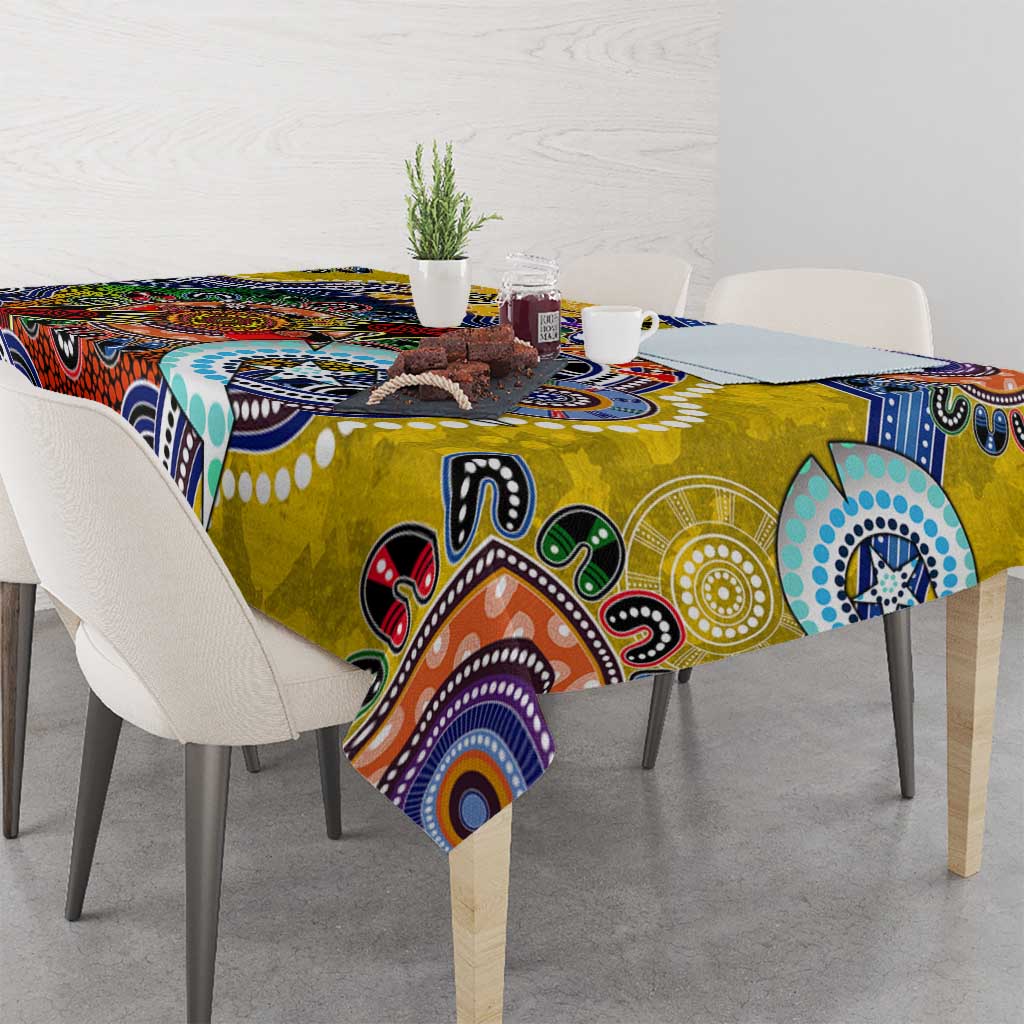 Custom NAIDOC Week 2024 Richmond Tiger Tablecloth Australia Aboriginal Dot Painting