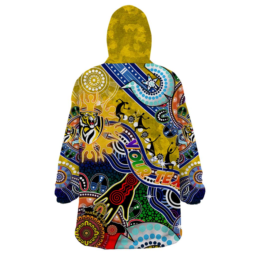 Custom NAIDOC Week 2024 Richmond Tiger Wearable Blanket Hoodie Australia Aboriginal Dot Painting