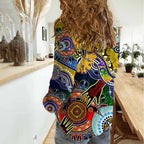 Custom NAIDOC Week 2024 Richmond Tiger Women Casual Shirt Australia Aboriginal Dot Painting