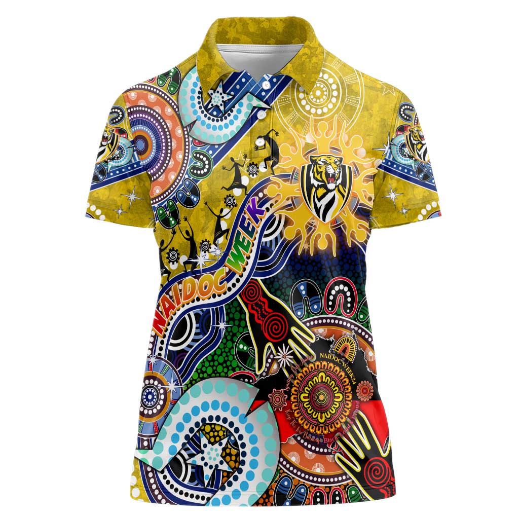 Custom NAIDOC Week 2024 Richmond Tiger Women Polo Shirt Australia Aboriginal Dot Painting