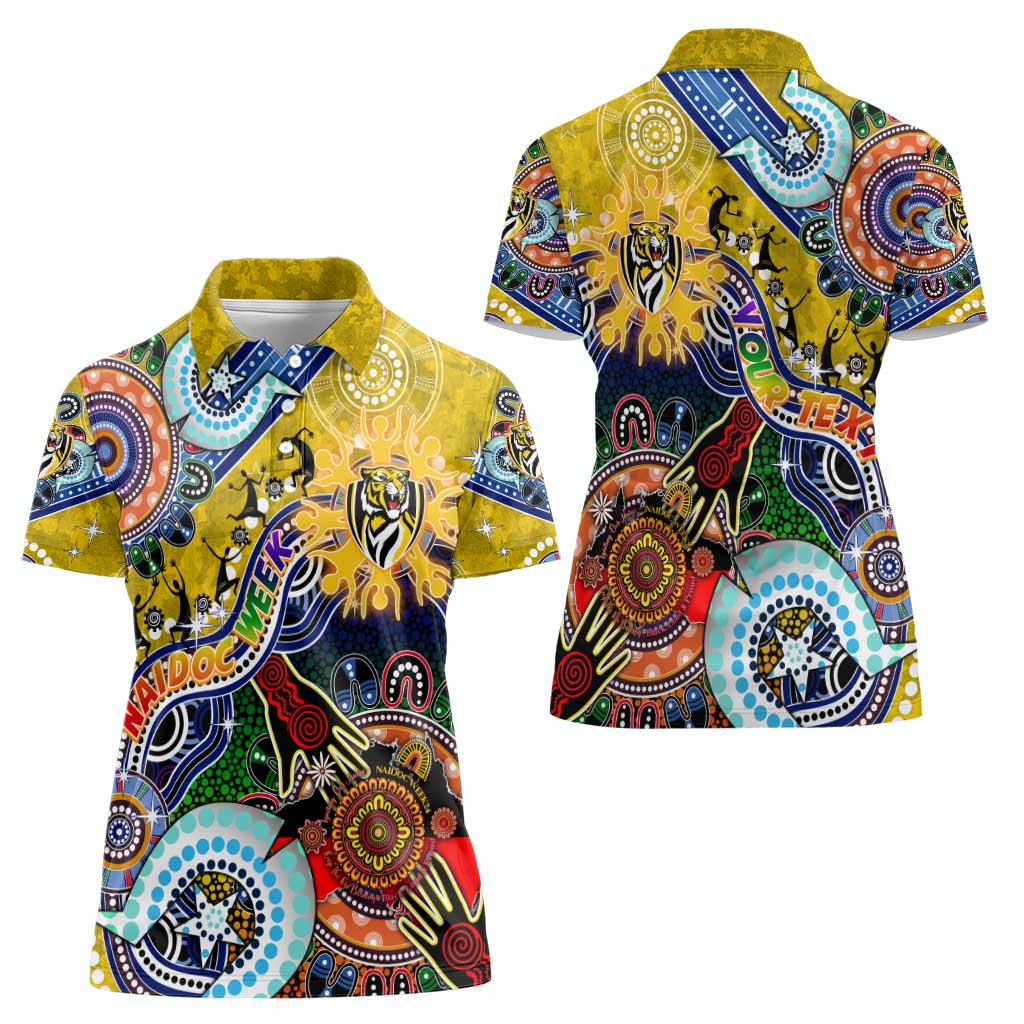 Custom NAIDOC Week 2024 Richmond Tiger Women Polo Shirt Australia Aboriginal Dot Painting