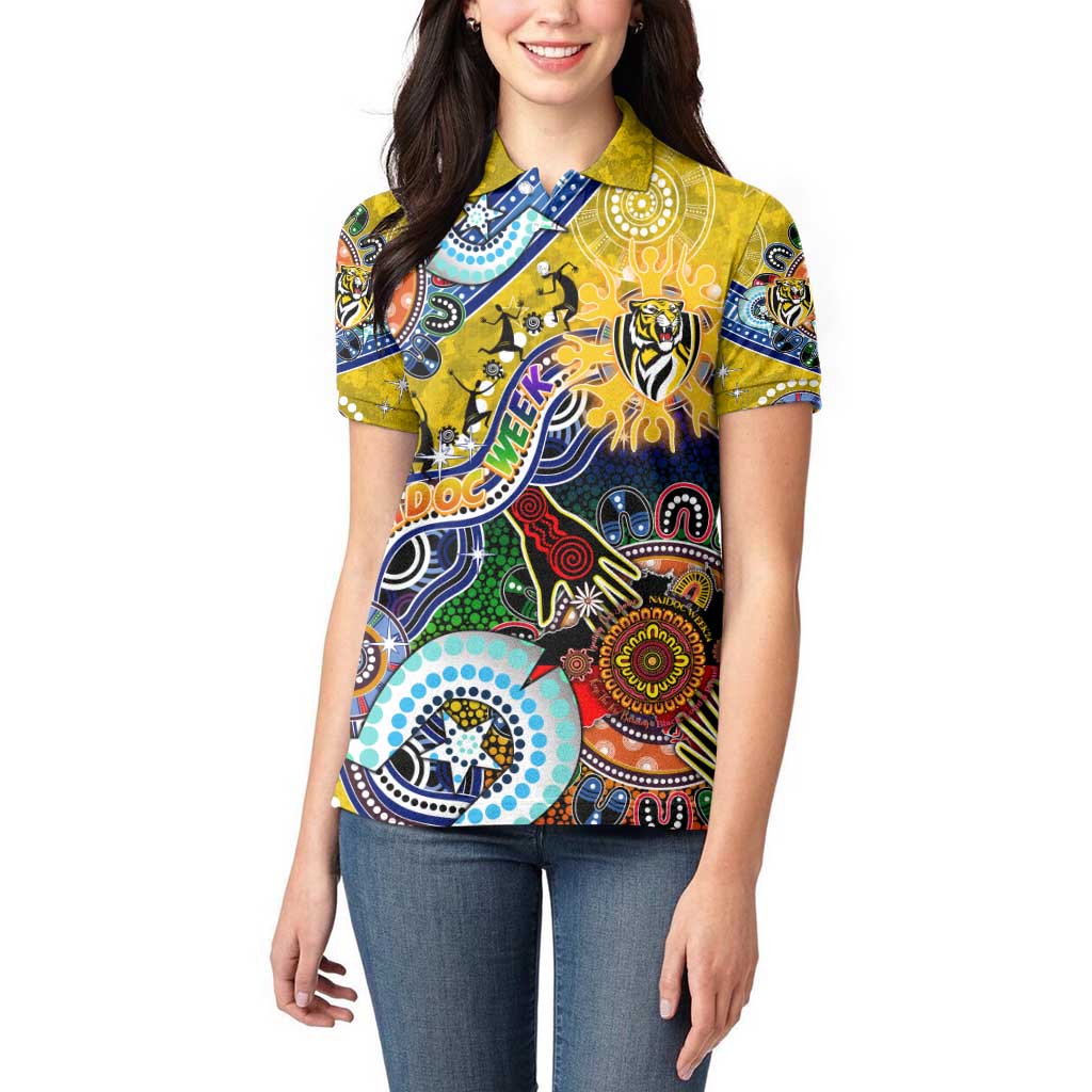 Custom NAIDOC Week 2024 Richmond Tiger Women Polo Shirt Australia Aboriginal Dot Painting