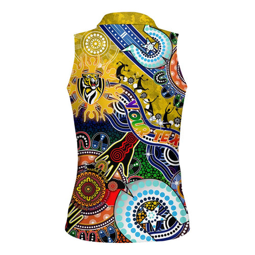 Custom NAIDOC Week 2024 Richmond Tiger Women Sleeveless Polo Shirt Australia Aboriginal Dot Painting