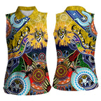 Custom NAIDOC Week 2024 Richmond Tiger Women Sleeveless Polo Shirt Australia Aboriginal Dot Painting