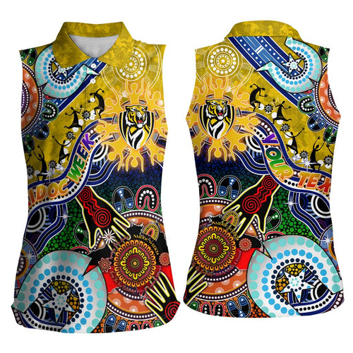 Custom NAIDOC Week 2024 Richmond Tiger Women Sleeveless Polo Shirt Australia Aboriginal Dot Painting