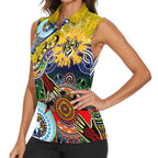 Custom NAIDOC Week 2024 Richmond Tiger Women Sleeveless Polo Shirt Australia Aboriginal Dot Painting