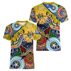 Custom NAIDOC Week 2024 Richmond Tiger Women V-Neck T-Shirt Australia Aboriginal Dot Painting