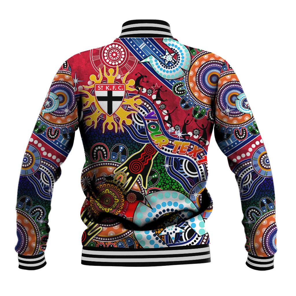 Custom NAIDOC Week 2024 St Kilda Saints Baseball Jacket Australia Aboriginal Dot Painting