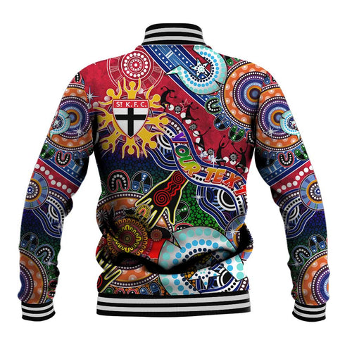 Custom NAIDOC Week 2024 St Kilda Saints Baseball Jacket Australia Aboriginal Dot Painting