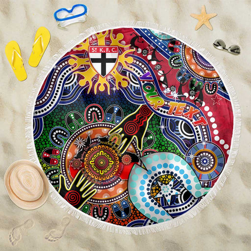 Custom NAIDOC Week 2024 St Kilda Saints Beach Blanket Australia Aboriginal Dot Painting