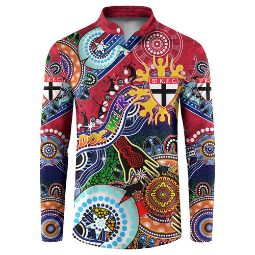 Custom NAIDOC Week 2024 St Kilda Saints Button Sweatshirt Australia Aboriginal Dot Painting