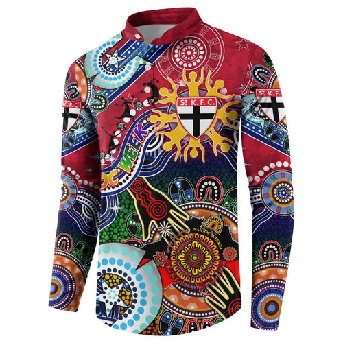 Custom NAIDOC Week 2024 St Kilda Saints Button Sweatshirt Australia Aboriginal Dot Painting