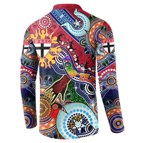 Custom NAIDOC Week 2024 St Kilda Saints Button Sweatshirt Australia Aboriginal Dot Painting