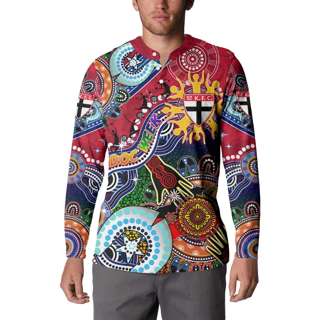 Custom NAIDOC Week 2024 St Kilda Saints Button Sweatshirt Australia Aboriginal Dot Painting
