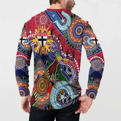 Custom NAIDOC Week 2024 St Kilda Saints Button Sweatshirt Australia Aboriginal Dot Painting