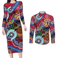 Custom NAIDOC Week 2024 St Kilda Saints Couples Matching Long Sleeve Bodycon Dress and Long Sleeve Button Shirt Australia Aboriginal Dot Painting