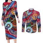 Custom NAIDOC Week 2024 St Kilda Saints Couples Matching Long Sleeve Bodycon Dress and Long Sleeve Button Shirt Australia Aboriginal Dot Painting