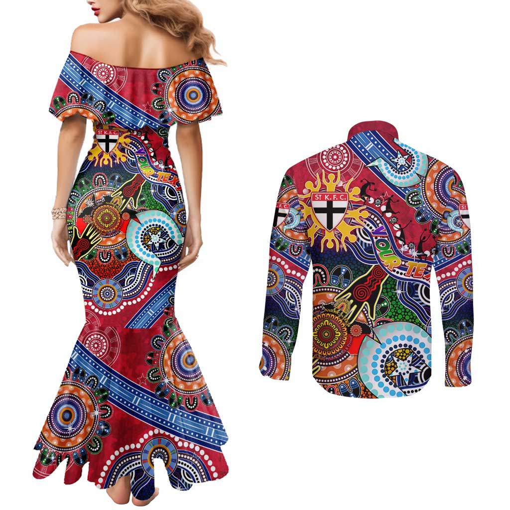 Custom NAIDOC Week 2024 St Kilda Saints Couples Matching Mermaid Dress and Long Sleeve Button Shirt Australia Aboriginal Dot Painting