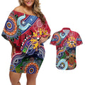 Custom NAIDOC Week 2024 St Kilda Saints Couples Matching Off Shoulder Short Dress and Hawaiian Shirt Australia Aboriginal Dot Painting