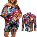 Custom NAIDOC Week 2024 St Kilda Saints Couples Matching Off Shoulder Short Dress and Long Sleeve Button Shirt Australia Aboriginal Dot Painting