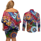 Custom NAIDOC Week 2024 St Kilda Saints Couples Matching Off Shoulder Short Dress and Long Sleeve Button Shirt Australia Aboriginal Dot Painting