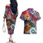 Custom NAIDOC Week 2024 St Kilda Saints Couples Matching Off The Shoulder Long Sleeve Dress and Hawaiian Shirt Australia Aboriginal Dot Painting