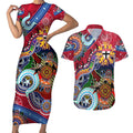 Custom NAIDOC Week 2024 St Kilda Saints Couples Matching Short Sleeve Bodycon Dress and Hawaiian Shirt Australia Aboriginal Dot Painting