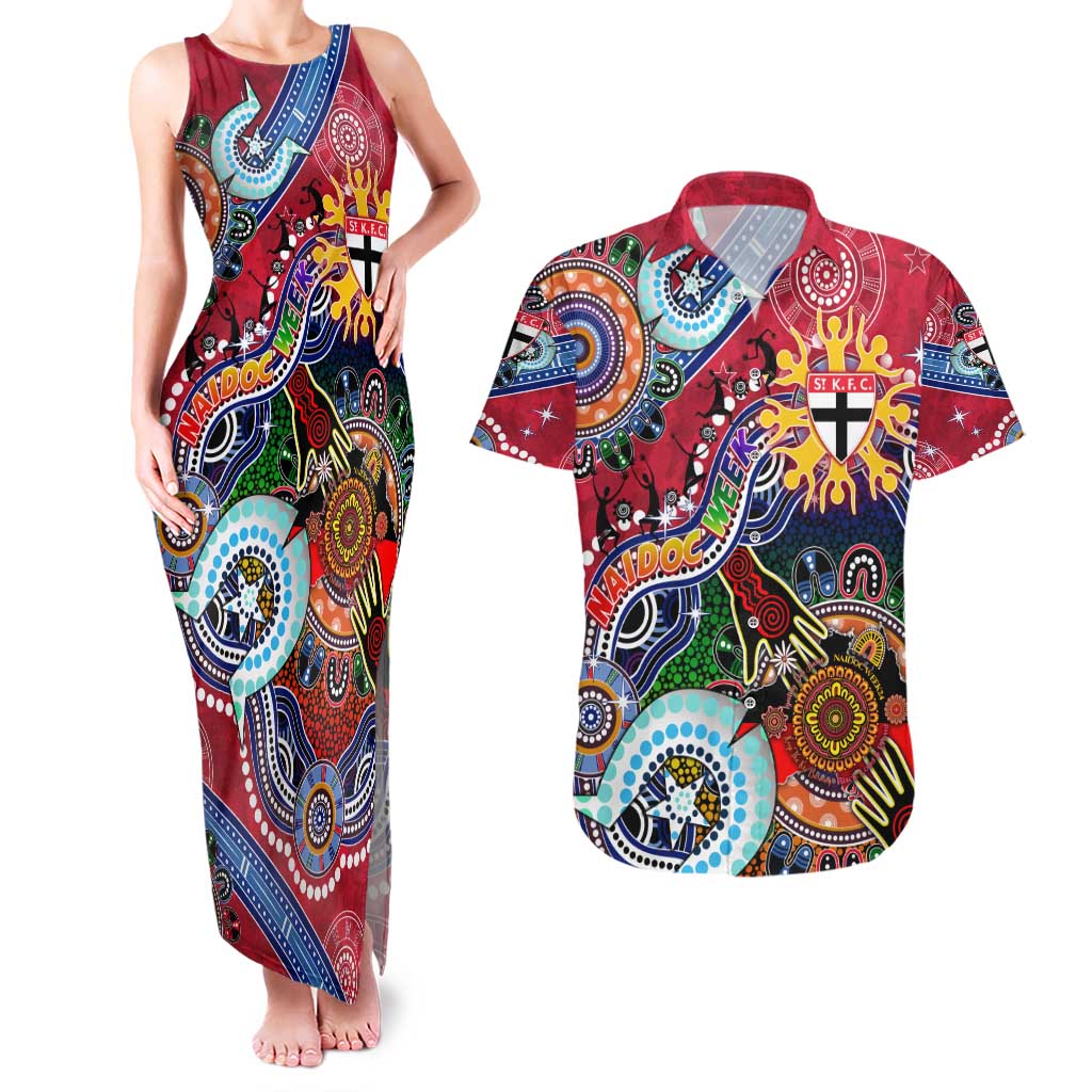 Custom NAIDOC Week 2024 St Kilda Saints Couples Matching Tank Maxi Dress and Hawaiian Shirt Australia Aboriginal Dot Painting