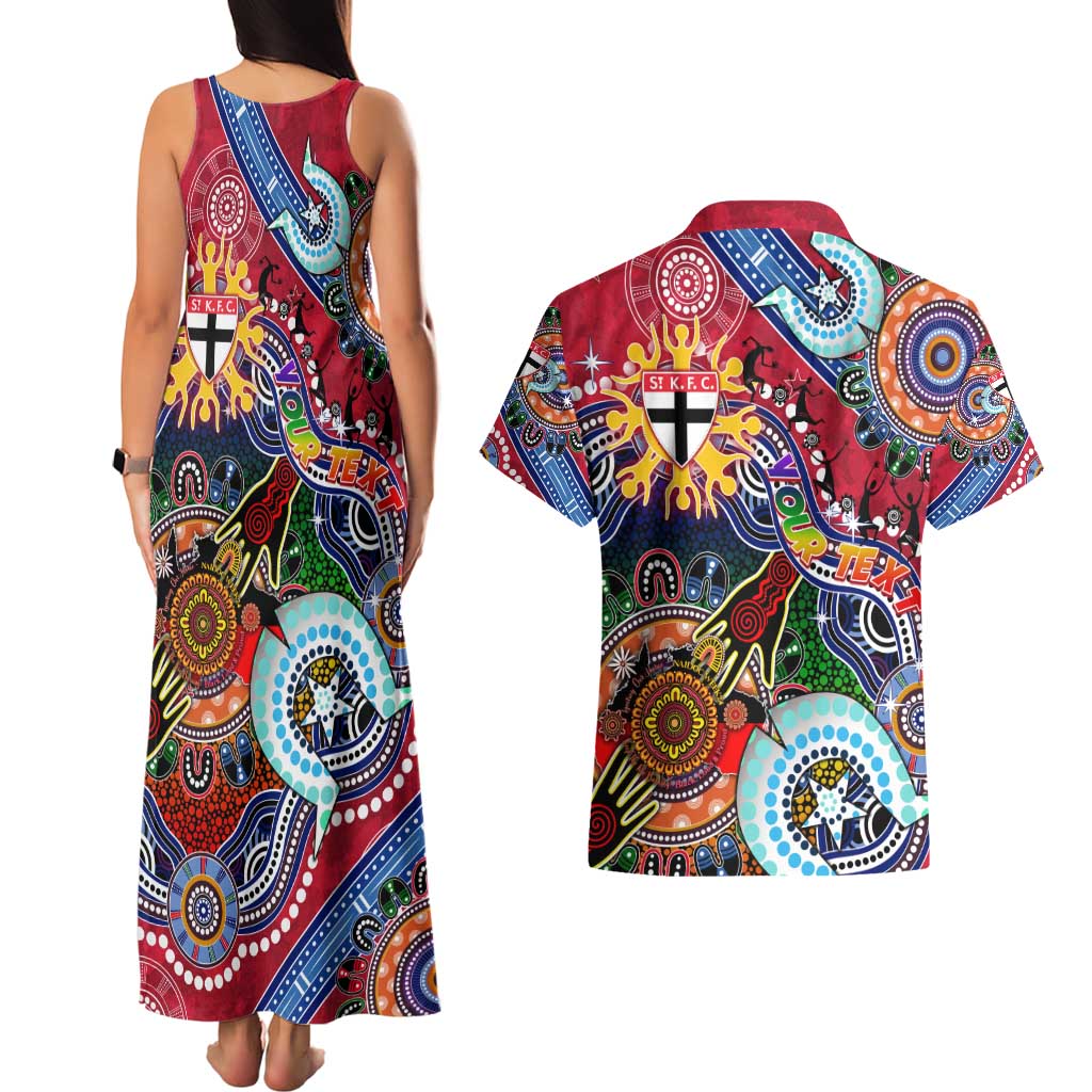 Custom NAIDOC Week 2024 St Kilda Saints Couples Matching Tank Maxi Dress and Hawaiian Shirt Australia Aboriginal Dot Painting