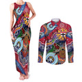 Custom NAIDOC Week 2024 St Kilda Saints Couples Matching Tank Maxi Dress and Long Sleeve Button Shirt Australia Aboriginal Dot Painting