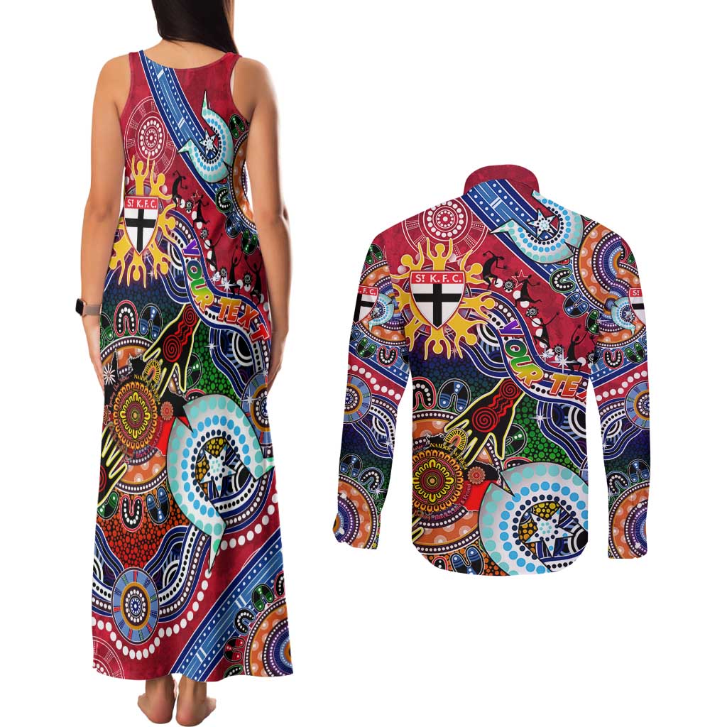 Custom NAIDOC Week 2024 St Kilda Saints Couples Matching Tank Maxi Dress and Long Sleeve Button Shirt Australia Aboriginal Dot Painting