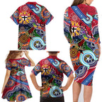 Custom NAIDOC Week 2024 St Kilda Saints Family Matching Long Sleeve Bodycon Dress and Hawaiian Shirt Australia Aboriginal Dot Painting