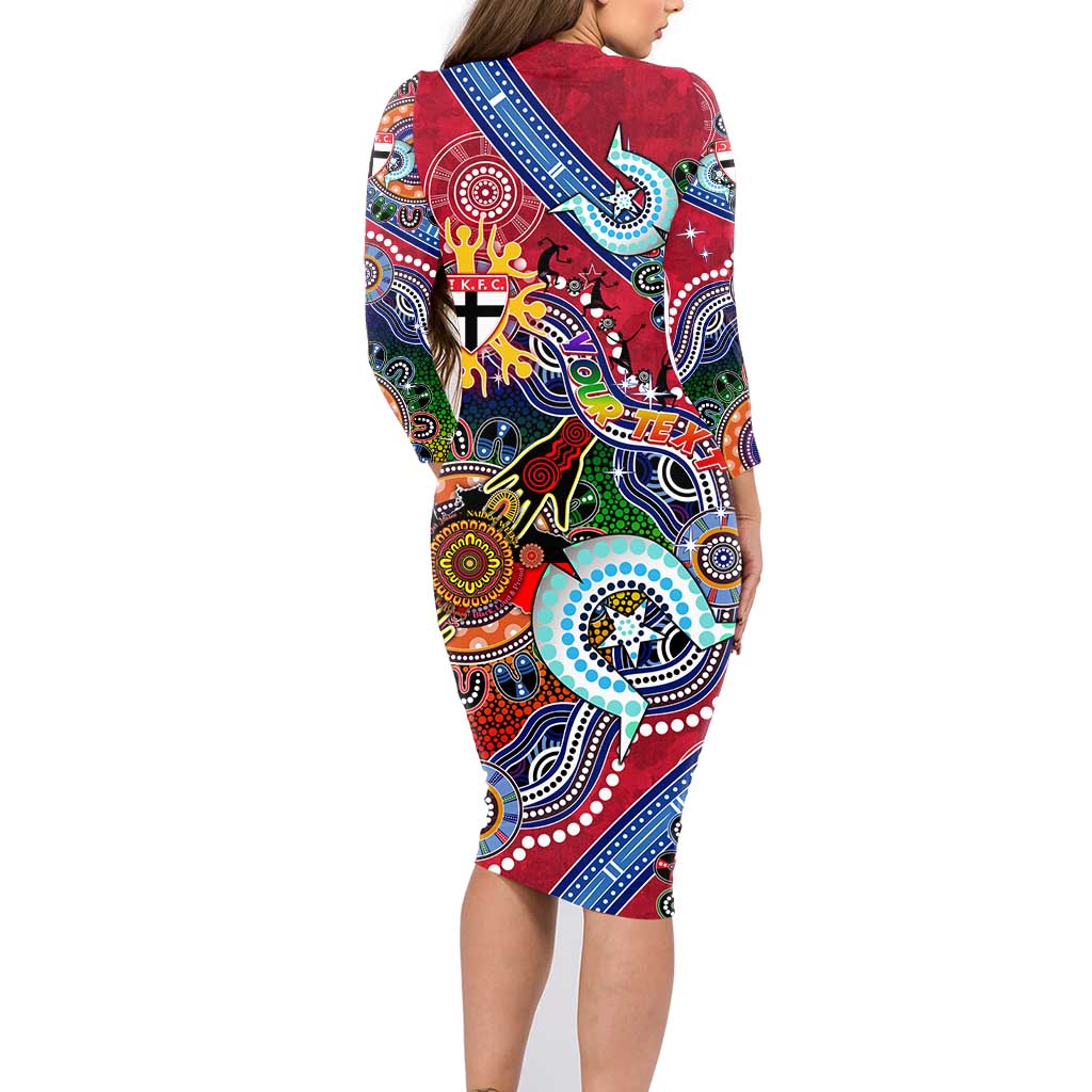 Custom NAIDOC Week 2024 St Kilda Saints Family Matching Long Sleeve Bodycon Dress and Hawaiian Shirt Australia Aboriginal Dot Painting