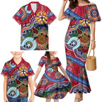 Custom NAIDOC Week 2024 St Kilda Saints Family Matching Mermaid Dress and Hawaiian Shirt Australia Aboriginal Dot Painting