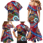 Custom NAIDOC Week 2024 St Kilda Saints Family Matching Mermaid Dress and Hawaiian Shirt Australia Aboriginal Dot Painting