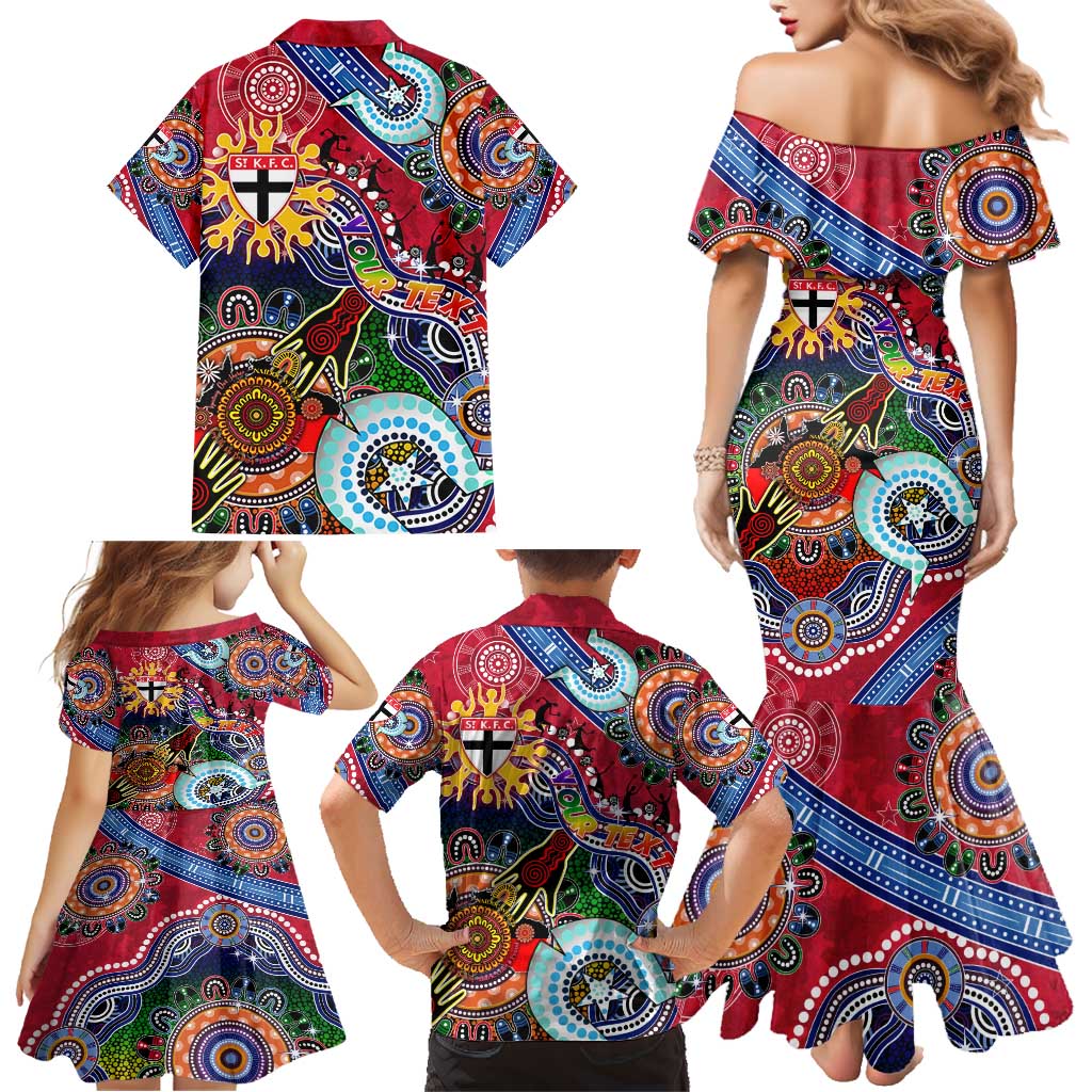 Custom NAIDOC Week 2024 St Kilda Saints Family Matching Mermaid Dress and Hawaiian Shirt Australia Aboriginal Dot Painting