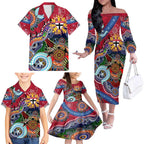 Custom NAIDOC Week 2024 St Kilda Saints Family Matching Off The Shoulder Long Sleeve Dress and Hawaiian Shirt Australia Aboriginal Dot Painting
