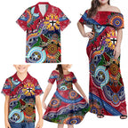 Custom NAIDOC Week 2024 St Kilda Saints Family Matching Off Shoulder Maxi Dress and Hawaiian Shirt Australia Aboriginal Dot Painting