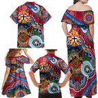 Custom NAIDOC Week 2024 St Kilda Saints Family Matching Off Shoulder Maxi Dress and Hawaiian Shirt Australia Aboriginal Dot Painting