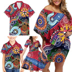 Custom NAIDOC Week 2024 St Kilda Saints Family Matching Off Shoulder Short Dress and Hawaiian Shirt Australia Aboriginal Dot Painting