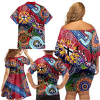 Custom NAIDOC Week 2024 St Kilda Saints Family Matching Off Shoulder Short Dress and Hawaiian Shirt Australia Aboriginal Dot Painting