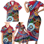Custom NAIDOC Week 2024 St Kilda Saints Family Matching Short Sleeve Bodycon Dress and Hawaiian Shirt Australia Aboriginal Dot Painting