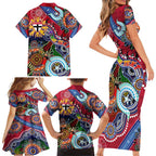 Custom NAIDOC Week 2024 St Kilda Saints Family Matching Short Sleeve Bodycon Dress and Hawaiian Shirt Australia Aboriginal Dot Painting