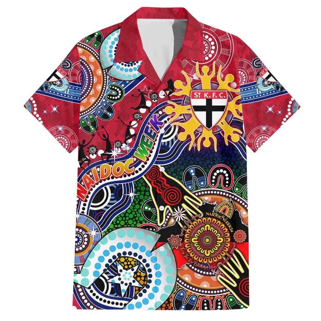 Custom NAIDOC Week 2024 St Kilda Saints Family Matching Short Sleeve Bodycon Dress and Hawaiian Shirt Australia Aboriginal Dot Painting