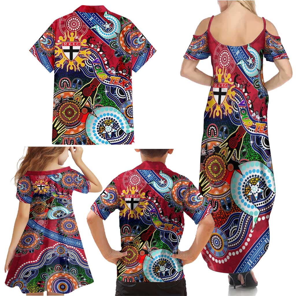 Custom NAIDOC Week 2024 St Kilda Saints Family Matching Summer Maxi Dress and Hawaiian Shirt Australia Aboriginal Dot Painting