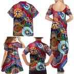 Custom NAIDOC Week 2024 St Kilda Saints Family Matching Summer Maxi Dress and Hawaiian Shirt Australia Aboriginal Dot Painting